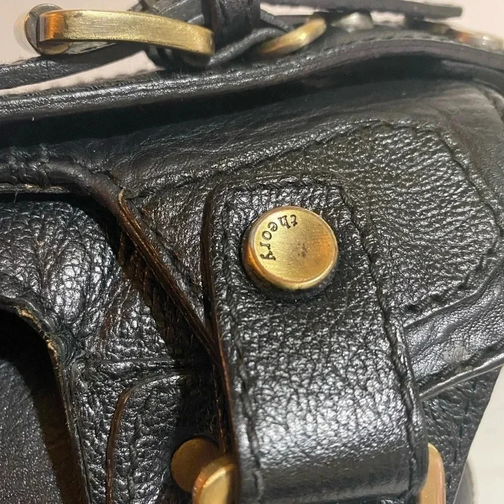 Theory black leather satchel handbag